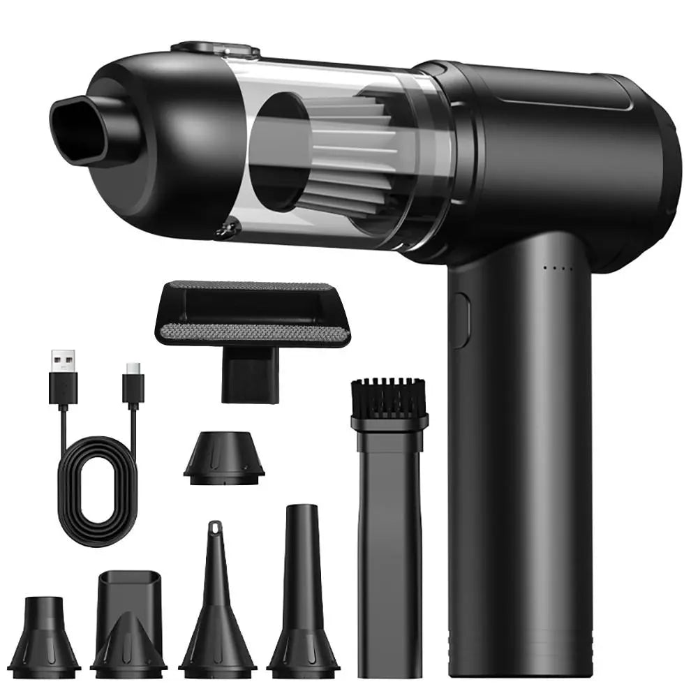 Portable Cordless Car Vacuum Cleaner with 16000Pa Suction Power, 2-in-1 Functionality as Vacuum and Air Duster, High-Power Brushless Motor, 6000mAh Battery, Includes Multi-Nozzles for Car, Home, Office, and Pet Care