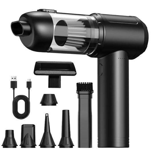 Portable Cordless Car Vacuum Cleaner with 16000Pa Suction Power, 2-in-1 Functionality as Vacuum and Air Duster, High-Power Brushless Motor, 6000mAh Battery, Includes Multi-Nozzles for Car, Home, Office, and Pet Care